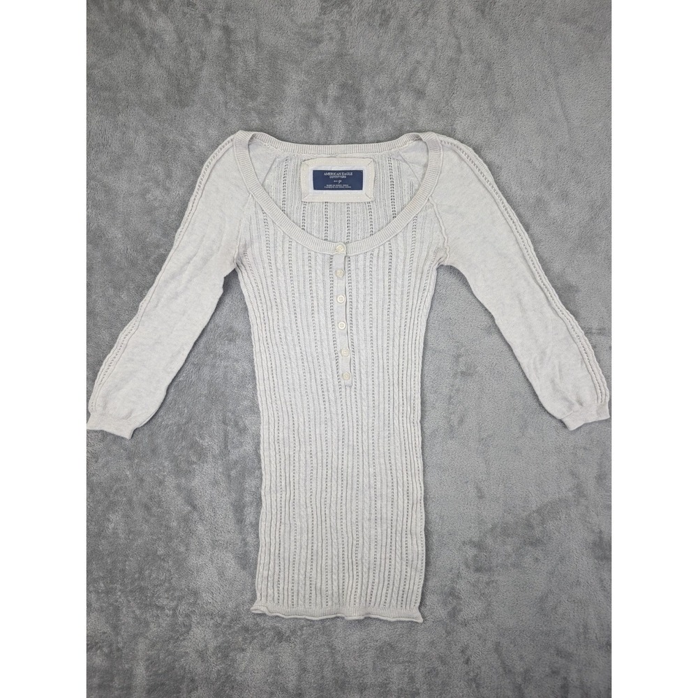 Vintage Y2K American Eagle Knit Henley Top XS Bella Swan Elena Gilbert Layering